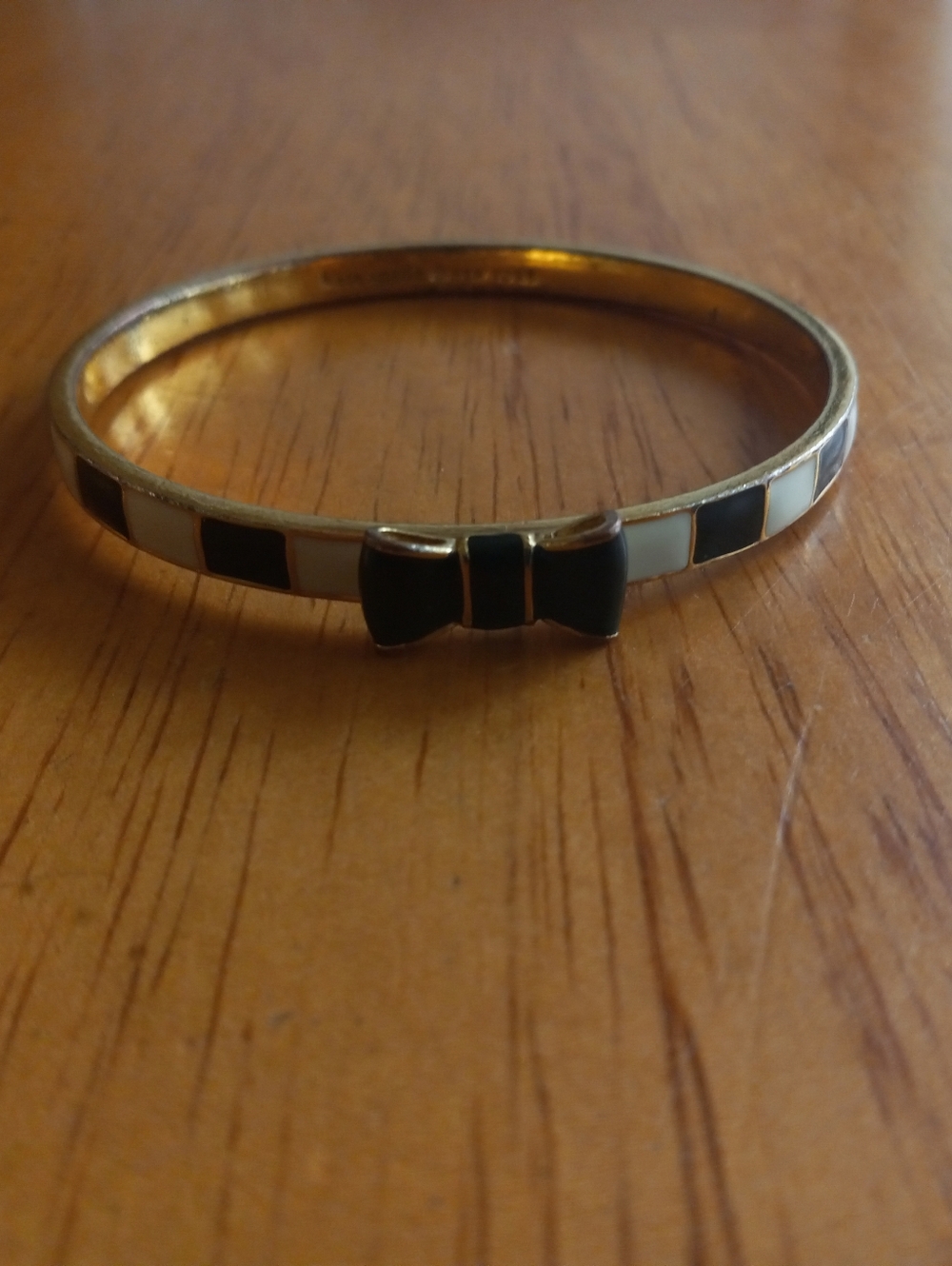 Kate Spade Gold-Tone Black and White Bow Bangle Bracelet